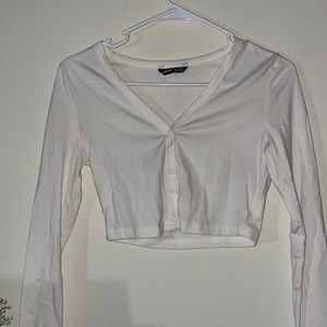 Shein white crop top with long sleeve